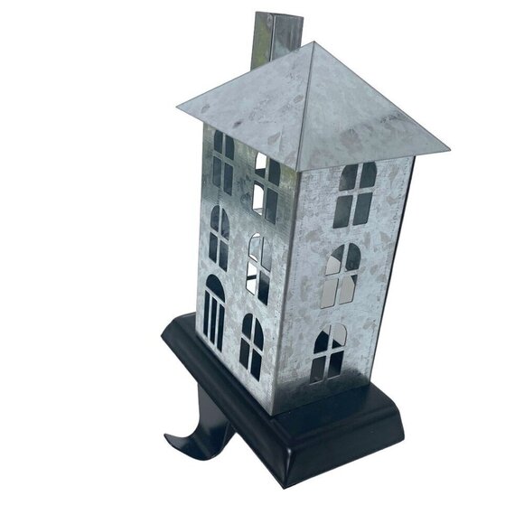 Christmas House Stocking Holder Galvanized Metal 7.75"  Rustic Farmhouse - Picture 2 of 6